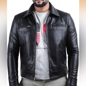 Men's Biker Black Leather Jacket